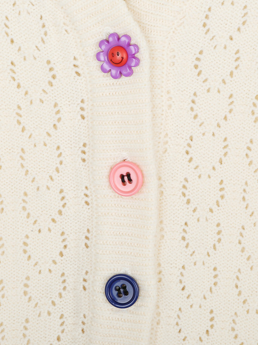 flower button cardigan_ivory