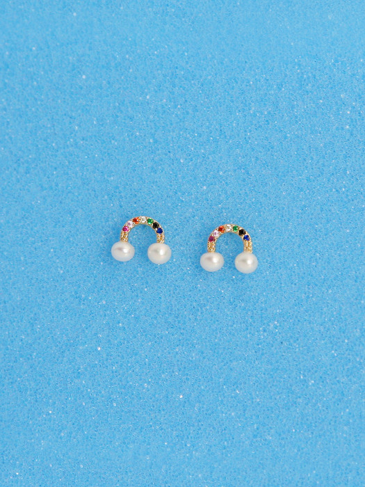 rainbow pearl earrings