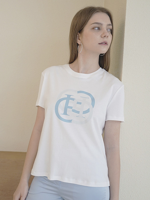 Monogram Print T-shirt (Air Blue)
