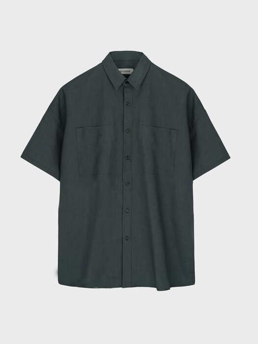 HALF SLEEVE POCKET OVER SHIRT_CHARCOAL