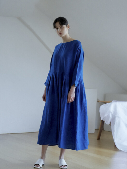 [Euro Linen100%]Belgium linen dresses - blue