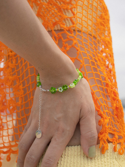 Green flower glass bracelet & anklet