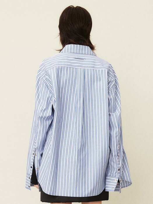 Stripe Oversized Shirt Blue