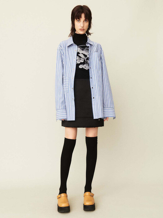 Stripe Oversized Shirt Blue