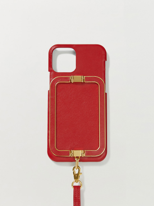 Phone Case with Leather Strap Liney Red