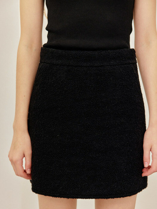 블랙 베카 트위드 울 미니 스커트 / BLACK BECCA TWEED WOOL MINI SKIRT