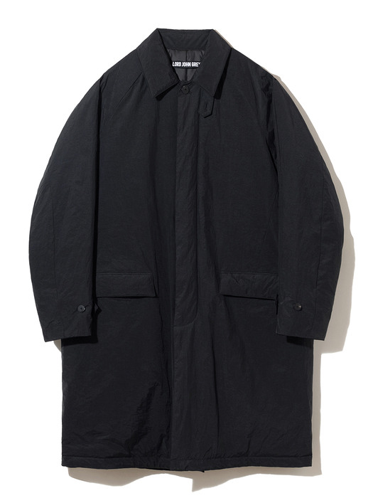 padded balmacaan coat black