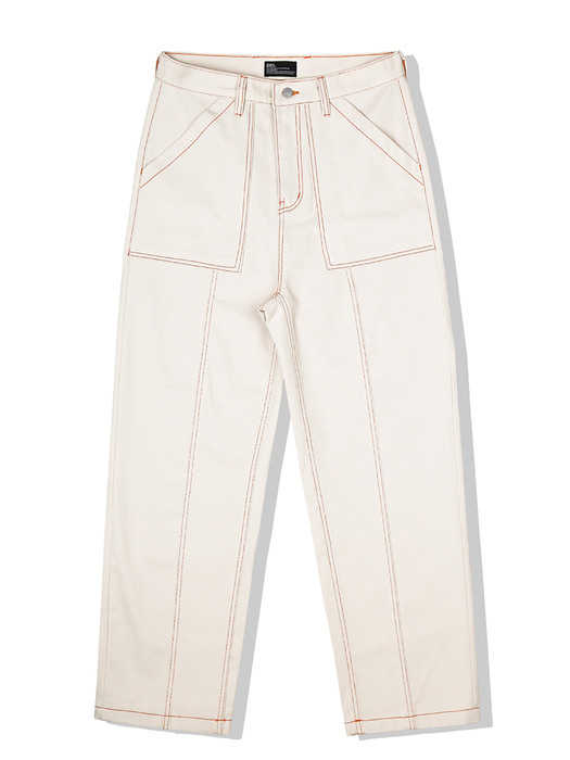 FRONT SEAM CARPENTER TWILL DENIM PANTS CREAM