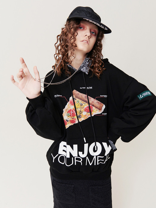 ENJOY YOUR MEAL CAMPAIGN HOODIE_PIZZA_BLACK