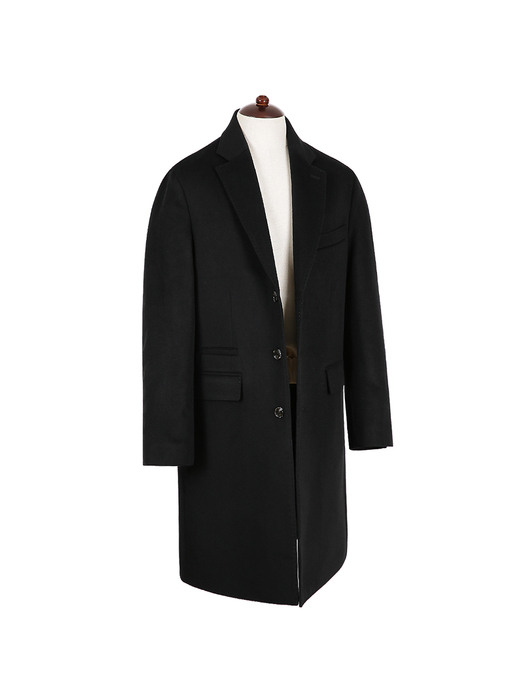 Cashmere Single Chester Coat (Black)