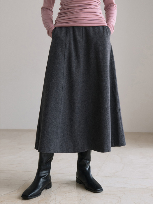 Solid flare skirt - charcoal