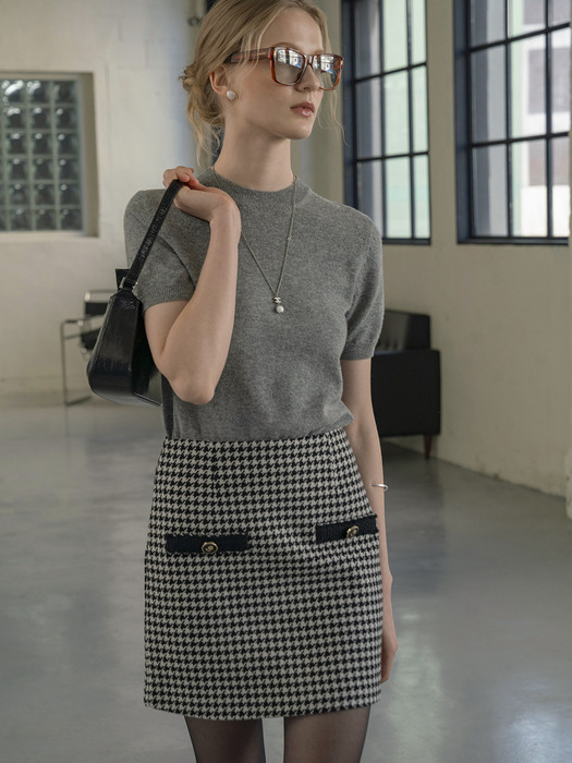 SI ST 9010 hound tooth tweed mini skirt_Check
