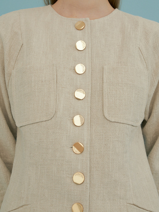 curve linen jacket_organic beige
