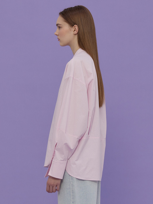 Band Collar Shirt (solid)_PINK