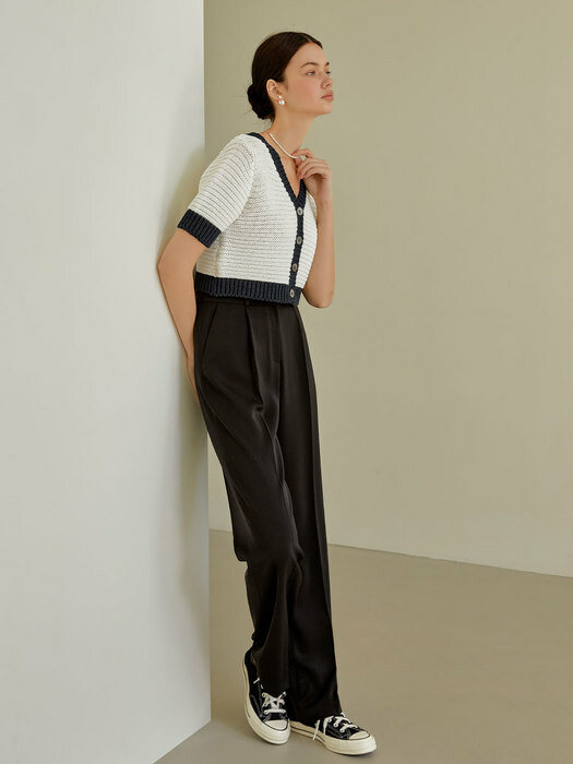 Basic pintuck wide slacks (black)