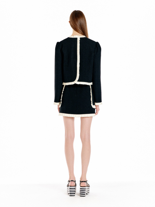 UTO Frilled Mini Skirt - Black/Ivory