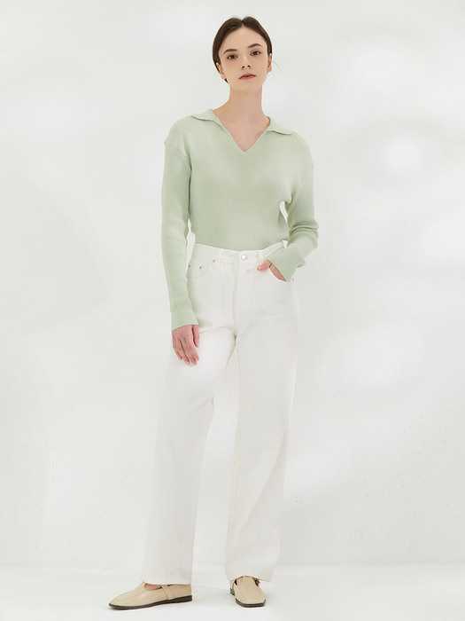 RIBBED COLLAR KNIT MINT