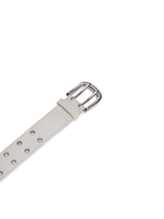 DOUBLE EYELET PUNCHED BELT IN WHITE