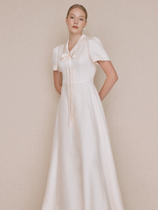 BLISS Ribbon layered maxi dress (Cream)