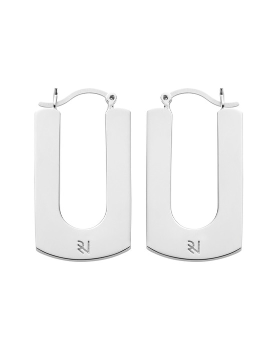 [Silver 925] rectangle-flat french lock earrings