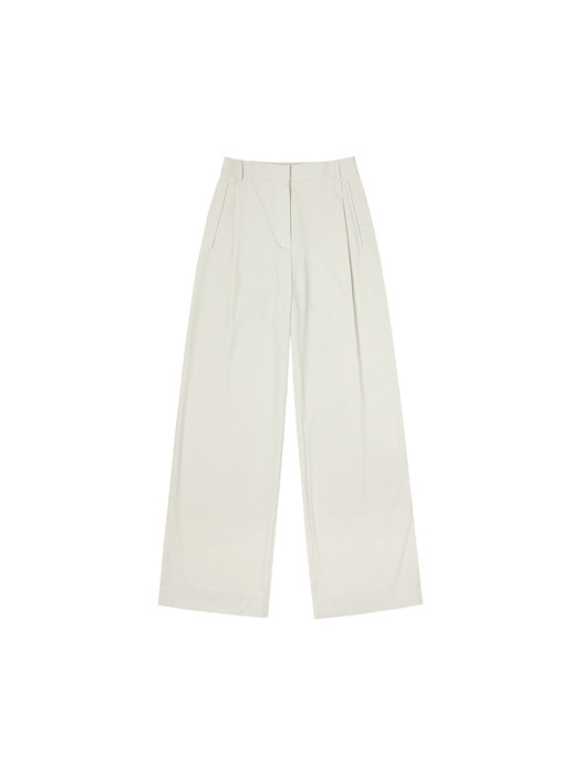 SIPT7047 side banding wide trousers_Light beige