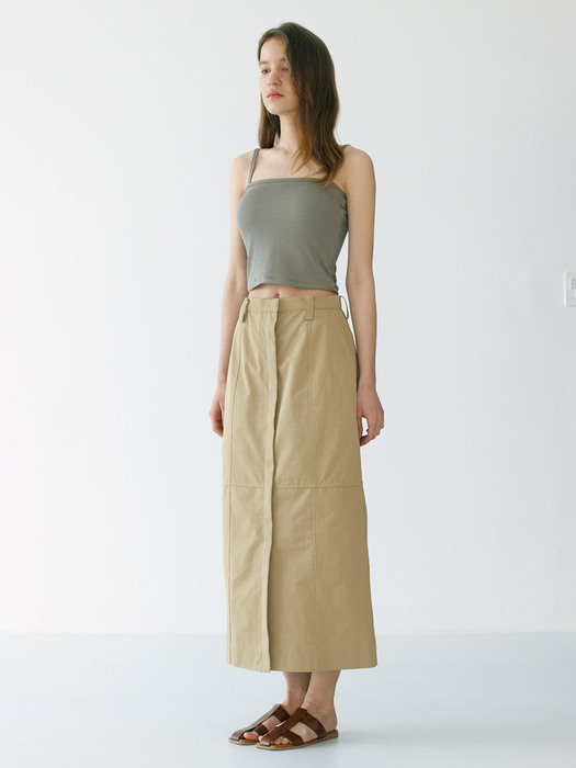 Slit long skirt (beige)
