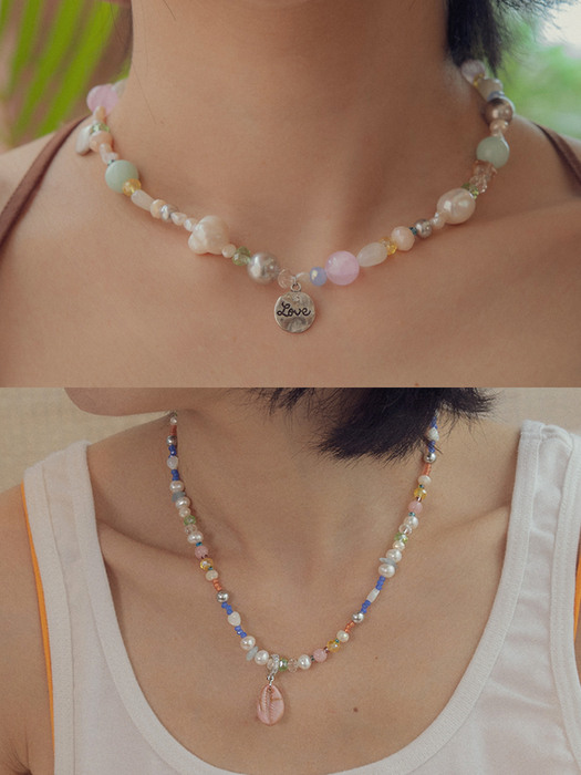 [단독] Nature with sea and love necklace / Summer island necklace (택 1)