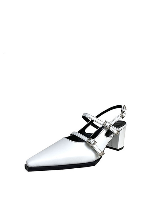 Mood still stone three strap slingback white