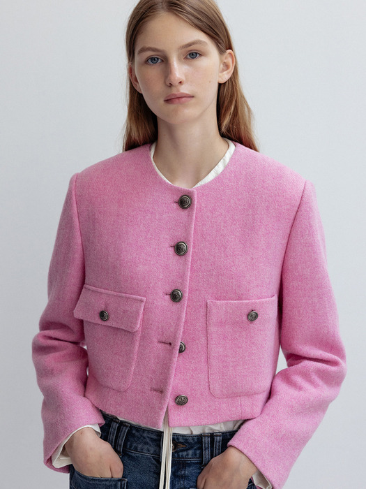 Pink Tweed Crop Jacket  KW2AJ7030_72