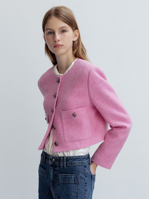 Pink Tweed Crop Jacket  KW2AJ7030_72