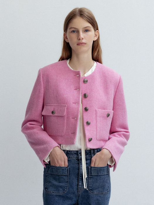 Pink Tweed Crop Jacket  KW2AJ7030_72