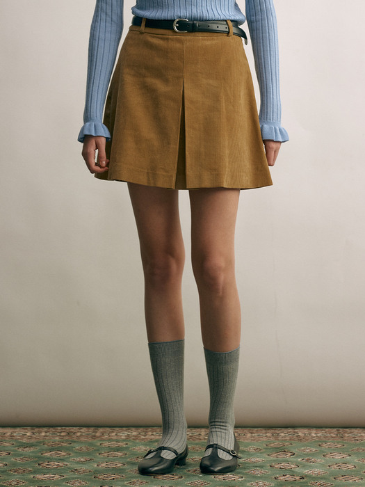 MAILI A-line corduroy skirt (Camel)