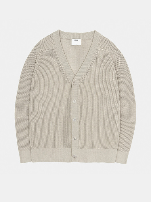 COTTON CURVED SLEEVE CARDIGAN_SAND GRAY