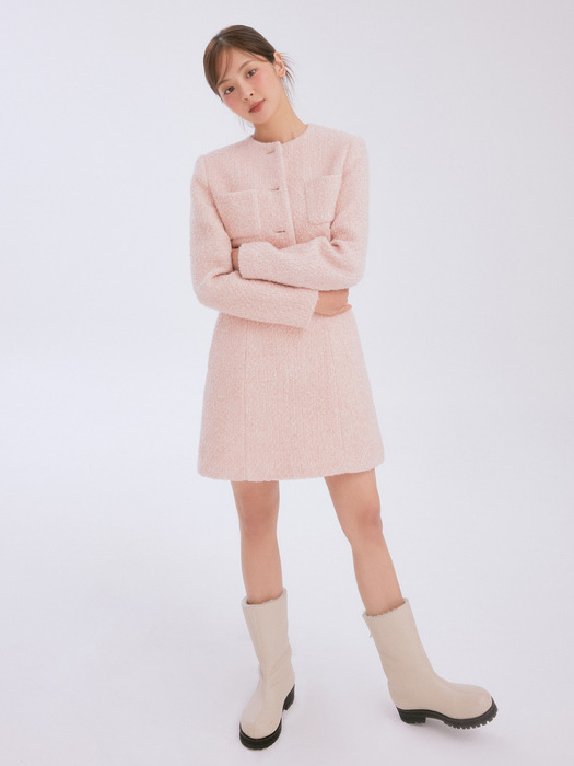 Dear tweed mini dress (pink)