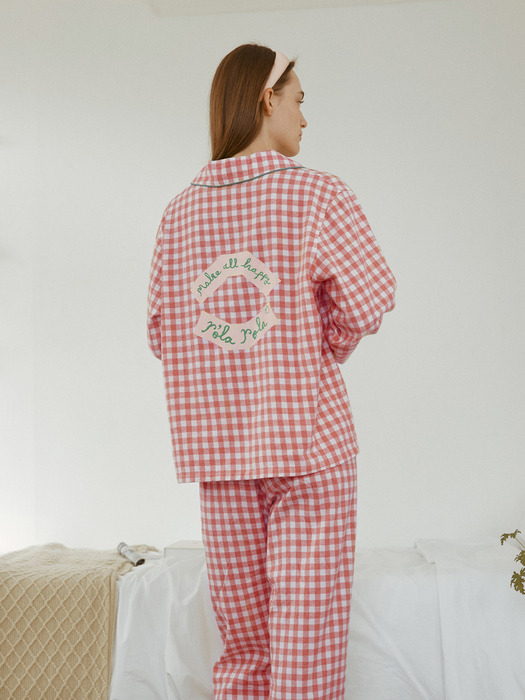 ROLAROLA X SAKI CHECK PAJAMAS PINK