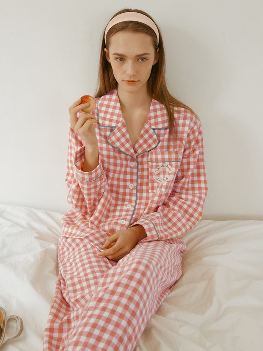 ROLAROLA X SAKI CHECK PAJAMAS PINK