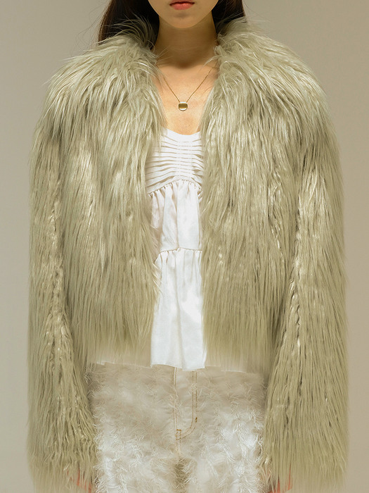 Mongolian faux fur jacket in mint