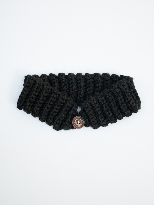 Wool blend knit ear warmer and hairband (black)