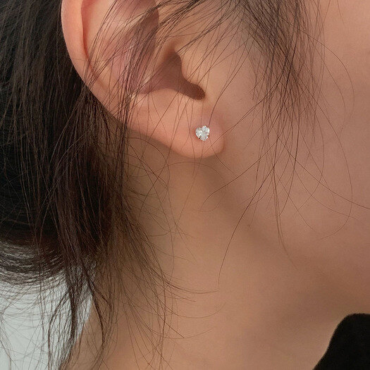 silver925 heart cubic earrings
