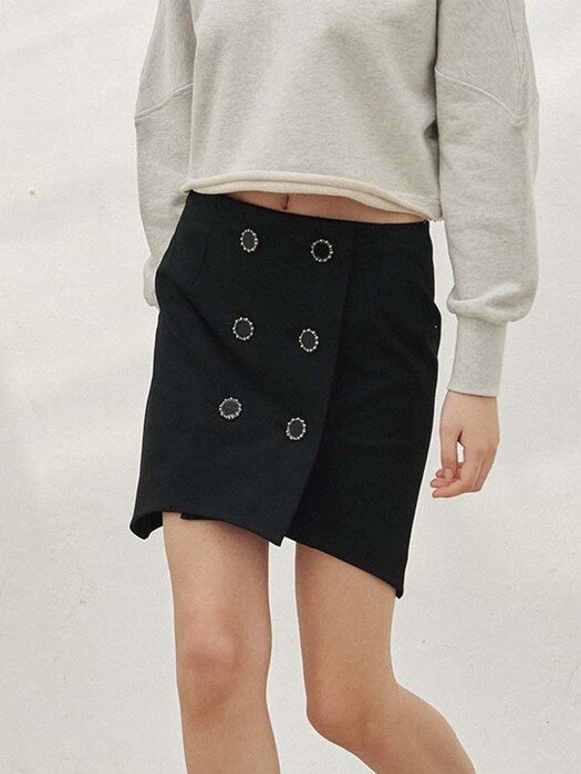 Estel Double Button Wool Miniskirt (Black)
