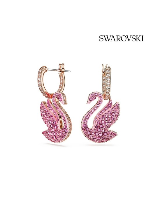 [본사정품/쇼핑백증정] Iconic Swan 핑크 드롭 후프 귀걸이 5647544