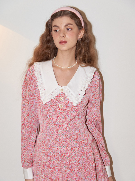 [리퍼브] Lace Collar Mini Dress_ Pink