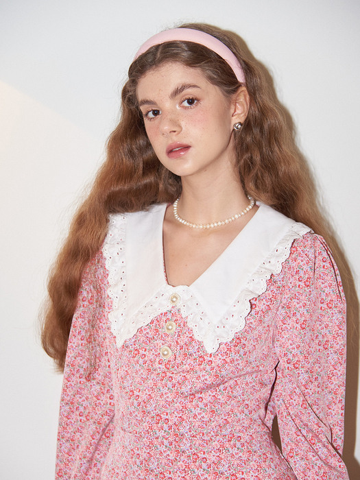 [리퍼브] Lace Collar Mini Dress_ Pink