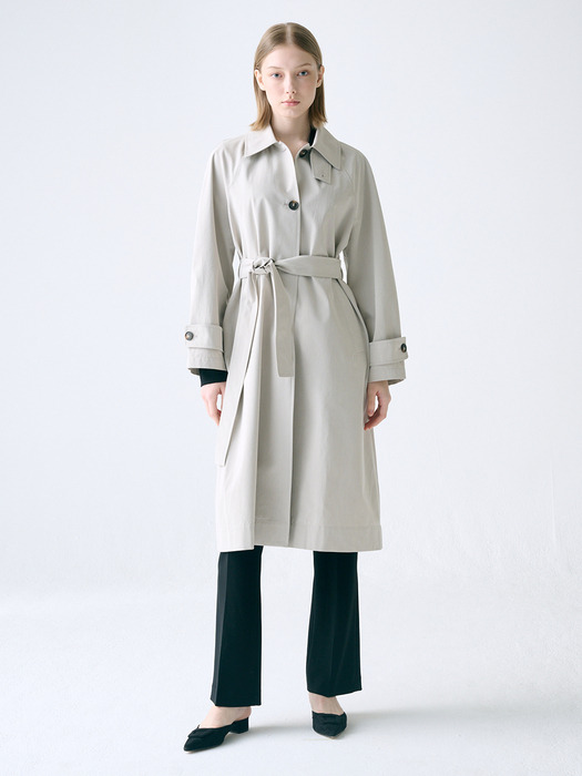 [COTTON] Belted Single Trench Coat