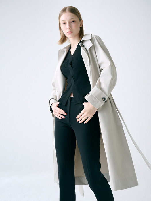 [COTTON] Belted Single Trench Coat