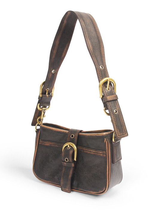 Lambskin Vintage Mini Hobo Bag in Brown