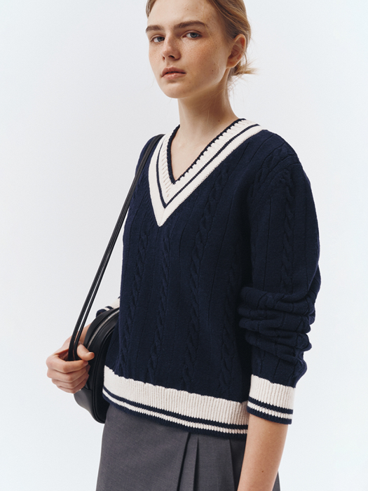 UNISEX CRICKET SWEATER FRENCH NAVY_UDSW3A108N2