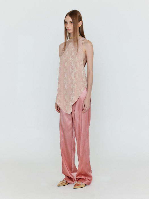 WENNY Patterned Jacquard Asymmetric Top - Nude Pink