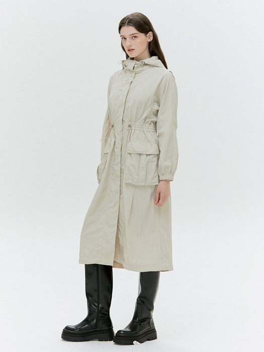 DETACHABLE HOODED DRESS LONG JUMPER [BEIGE][NAVY]