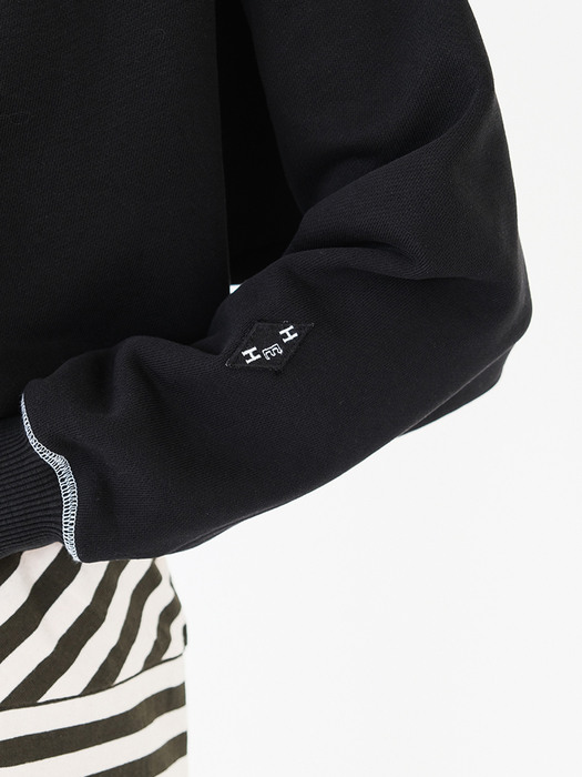 Stitched crewneck sweatshirt in black